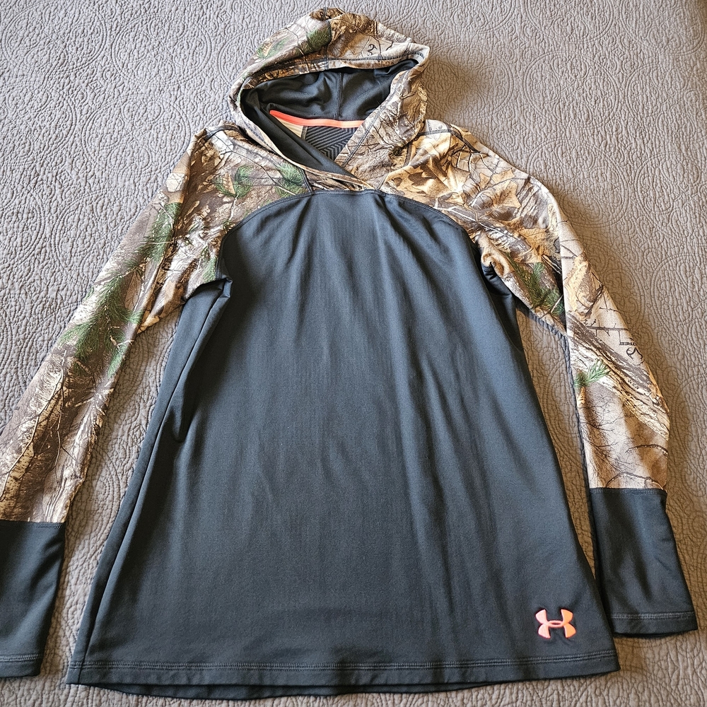 Under Armour Gray and Camo Hoodie with Pink Logo